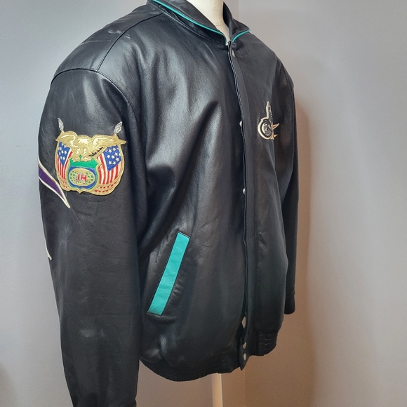 VTG Daytona Bike Week Jeff Hamilton 96 Biker Ball Leather Bomber Jacket Mens XL - Picture 12 of 17